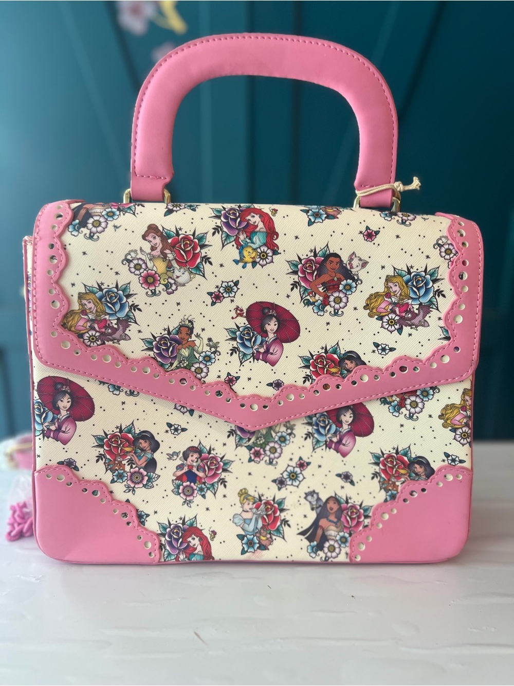 Pink Tattoo Princesses loungefly Top-Handle Bag